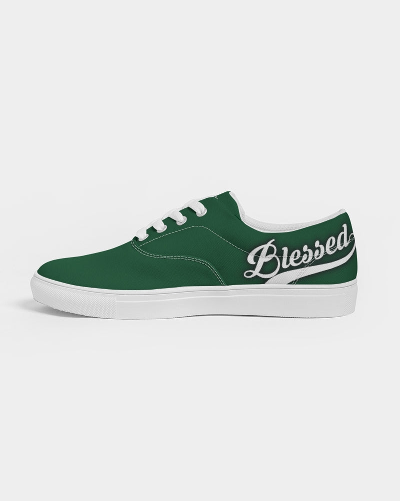 Blessed in Green- Women's Lace Up Canvas Shoe