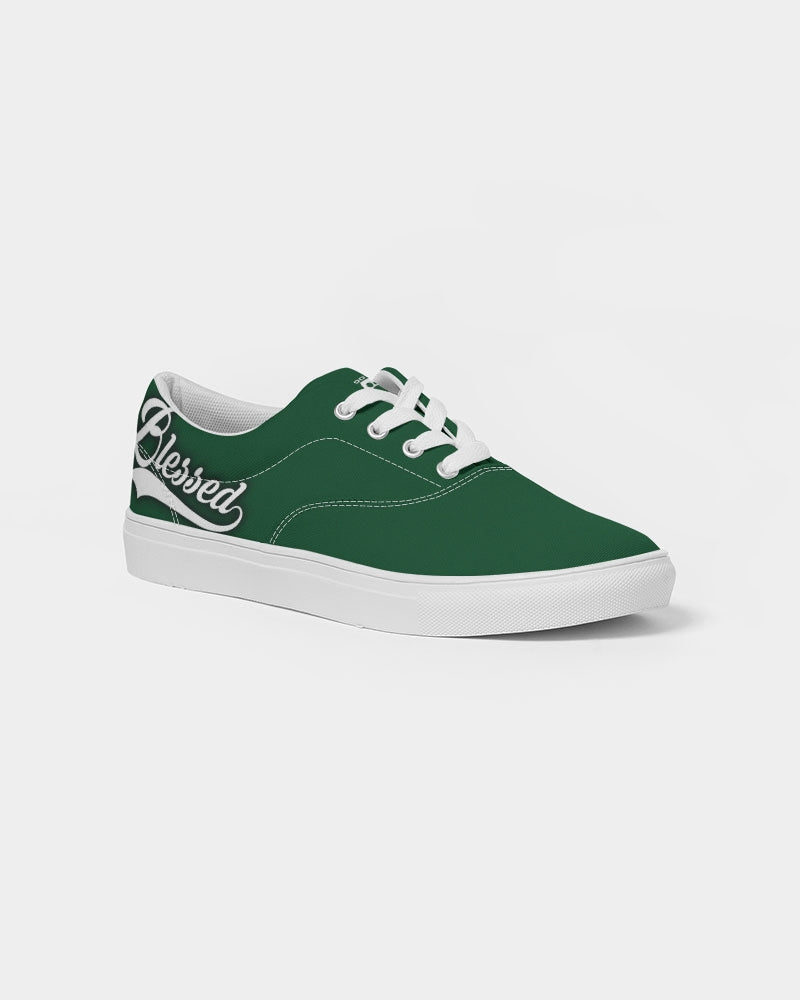 Blessed in Green- Women's Lace Up Canvas Shoe