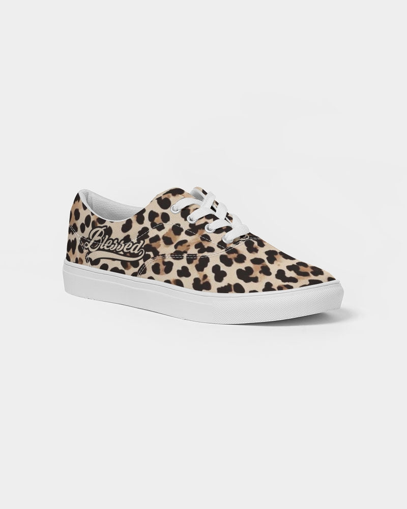 Blessed in Leopard Women's Lace Up Canvas Sneaker