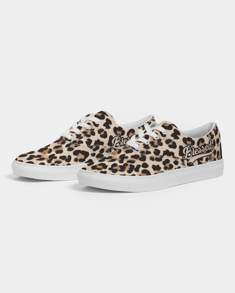 Blessed in Leopard Women's Lace Up Canvas Sneaker