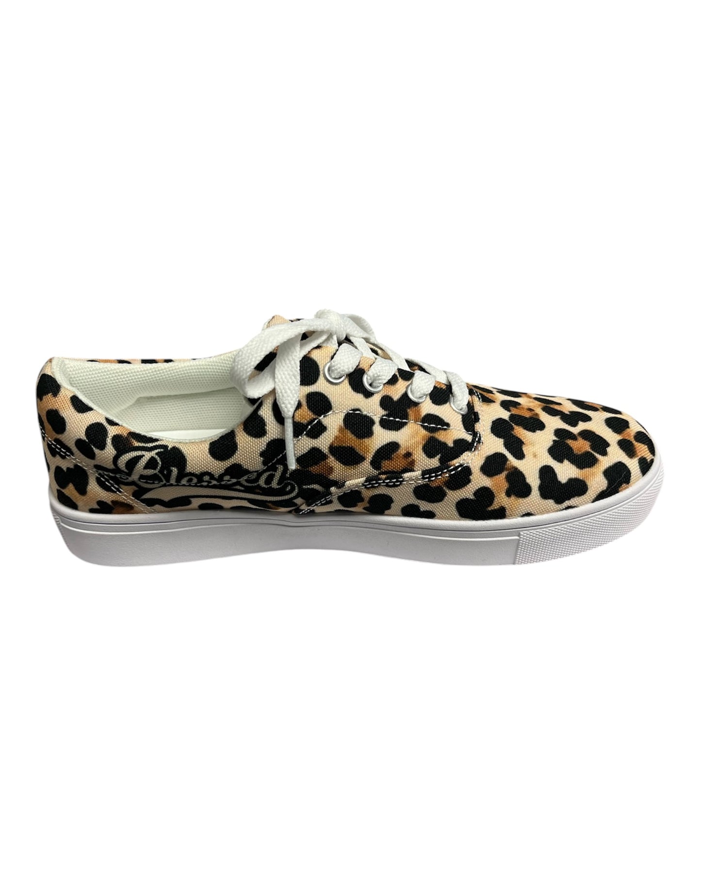 Blessed in Leopard Women's Lace Up Canvas Sneaker