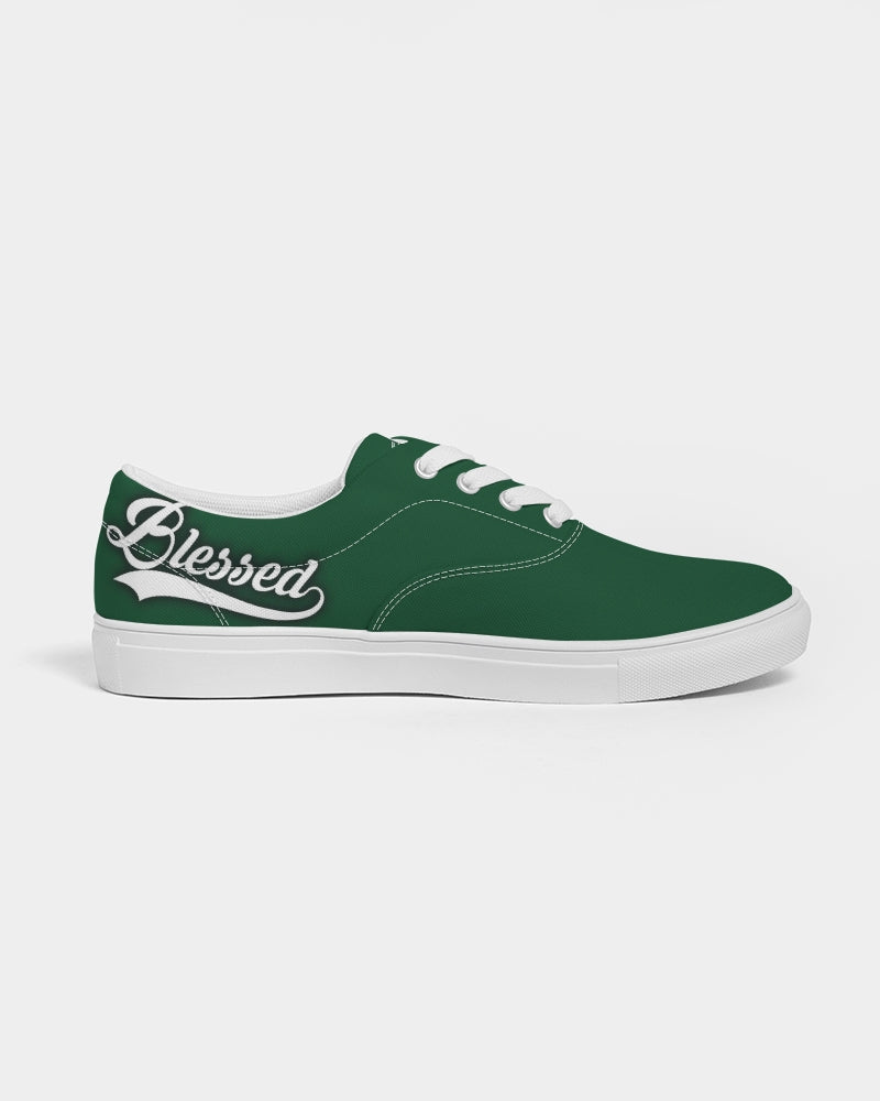 Blessed in Green- Women's Lace Up Canvas Shoe