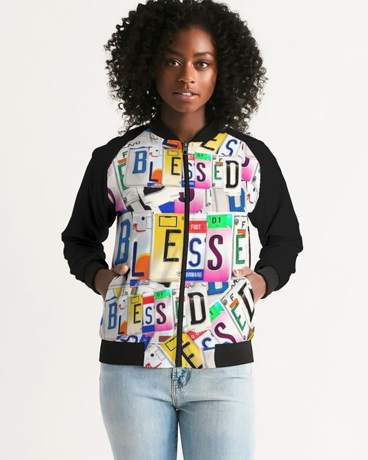 Blessed in motion Women's All-Over Print Bomber Jacket