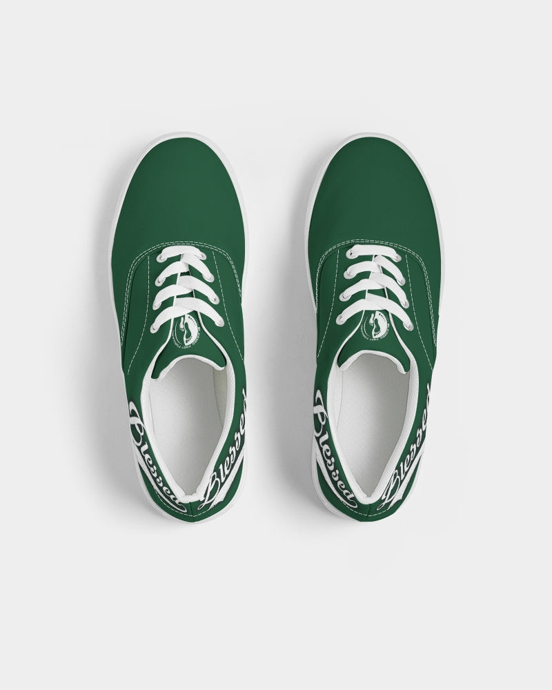 Blessed in Green- Women's Lace Up Canvas Shoe