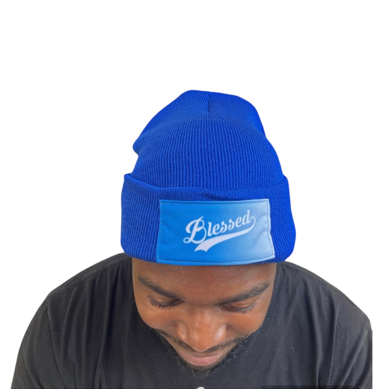 Blessed in Blue Solid Knit Beanie