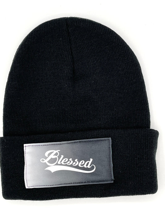 Blessed in black Solid Knit Beanie