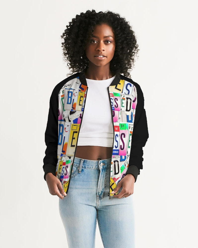 Blessed in motion Women's All-Over Print Bomber Jacket