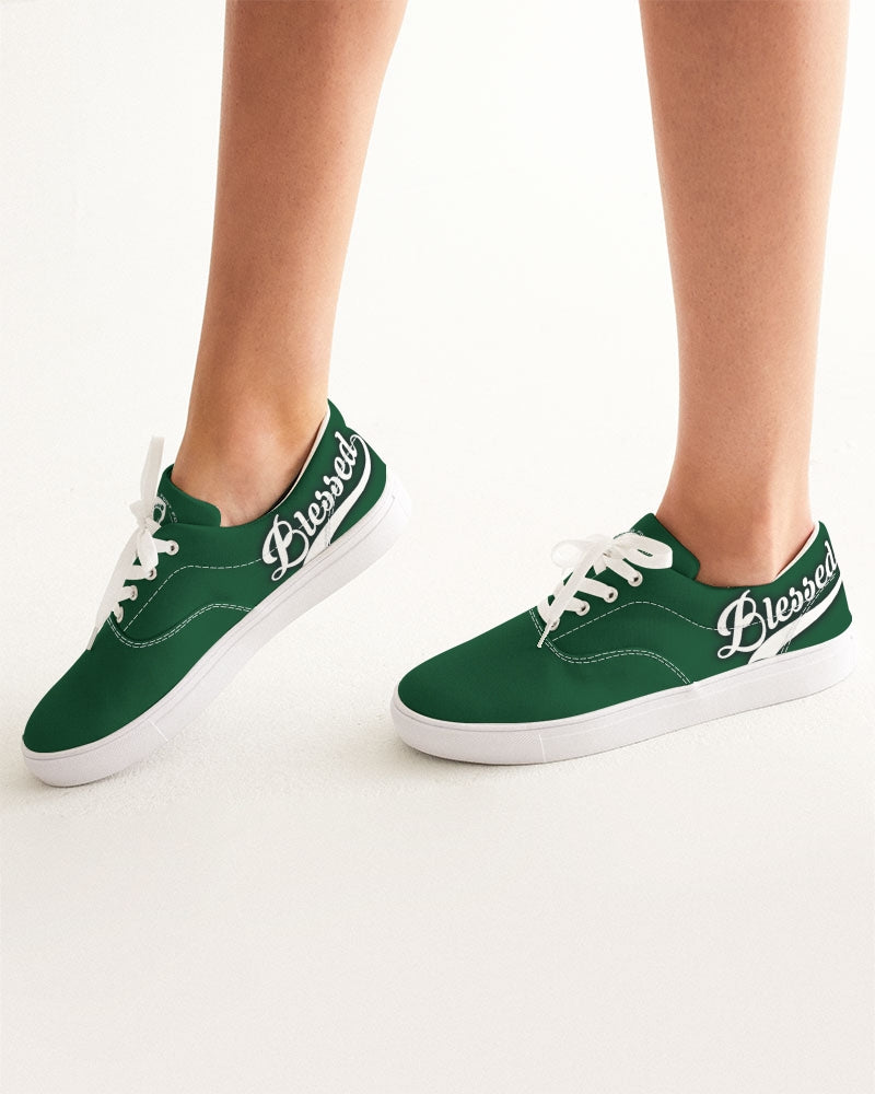 Blessed in Green- Women's Lace Up Canvas Shoe