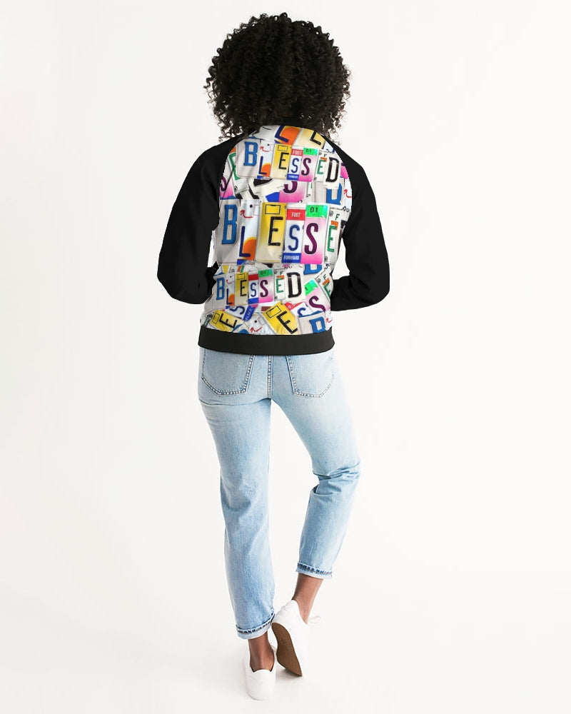 Blessed in motion Women's All-Over Print Bomber Jacket