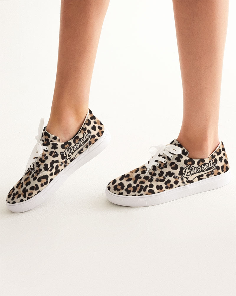 Blessed in Leopard Women's Lace Up Canvas Sneaker