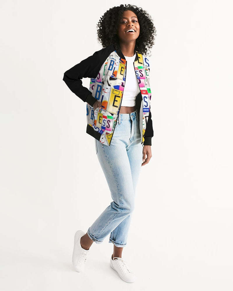 Blessed in motion Women's All-Over Print Bomber Jacket