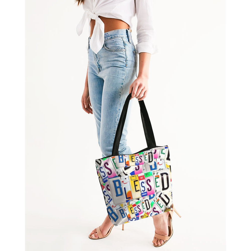 Blessed in Motion Canvas Zip Tote