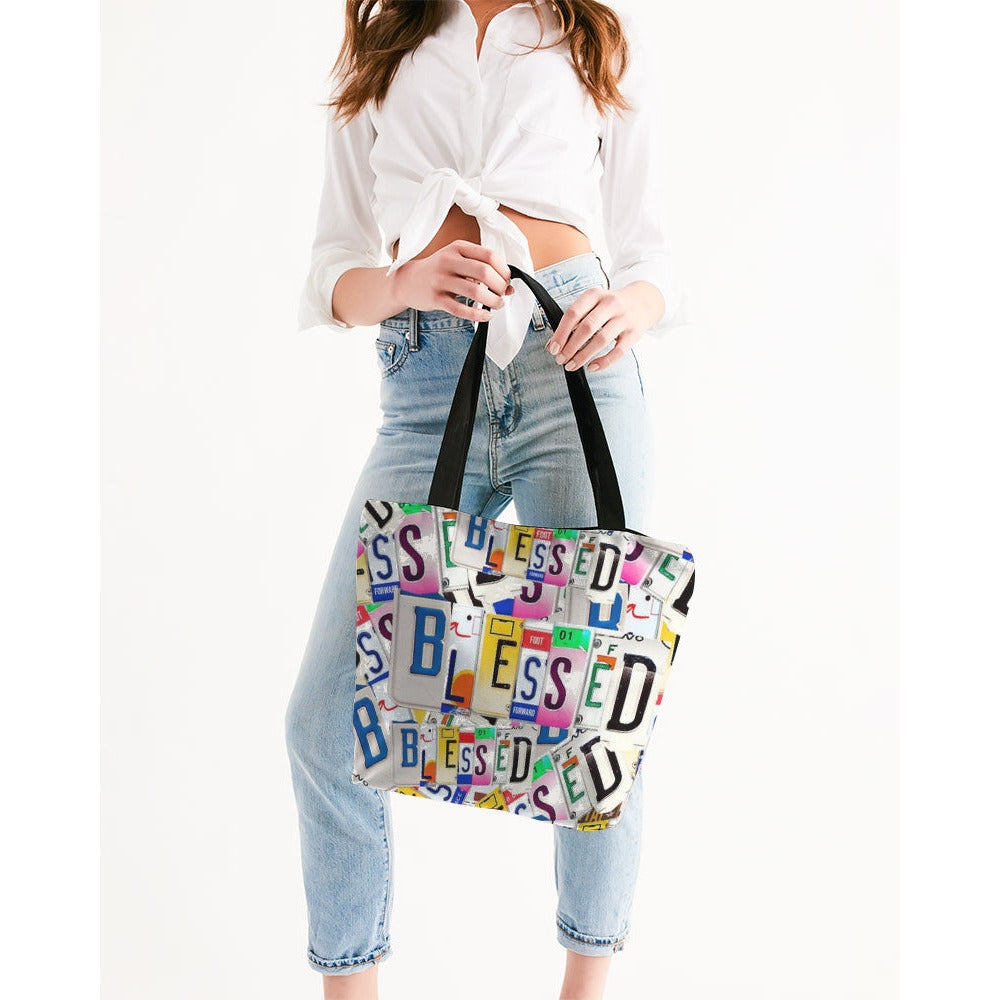 Blessed in Motion Canvas Zip Tote