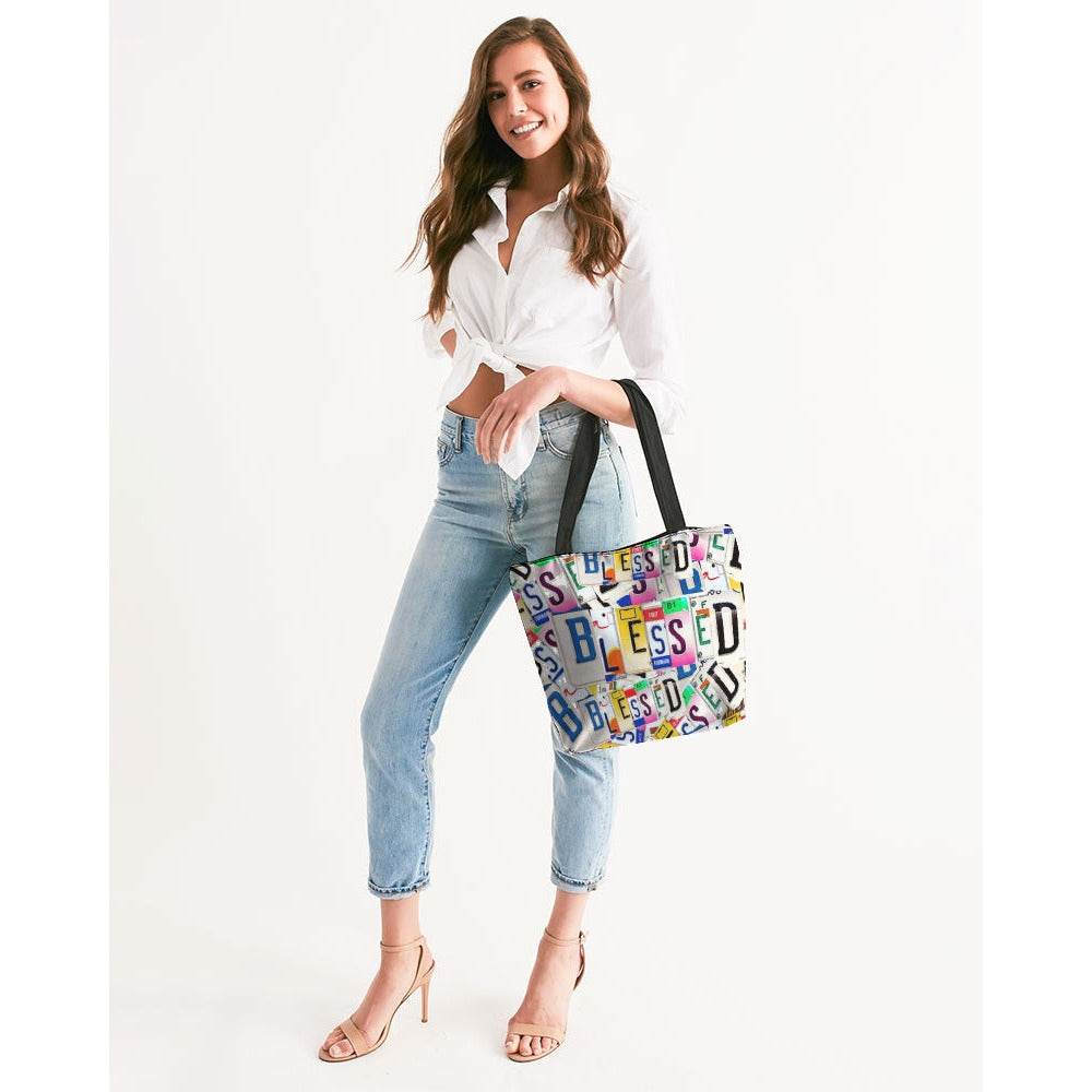 Blessed in Motion Canvas Zip Tote