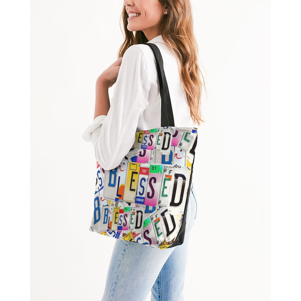 Blessed in Motion Canvas Zip Tote