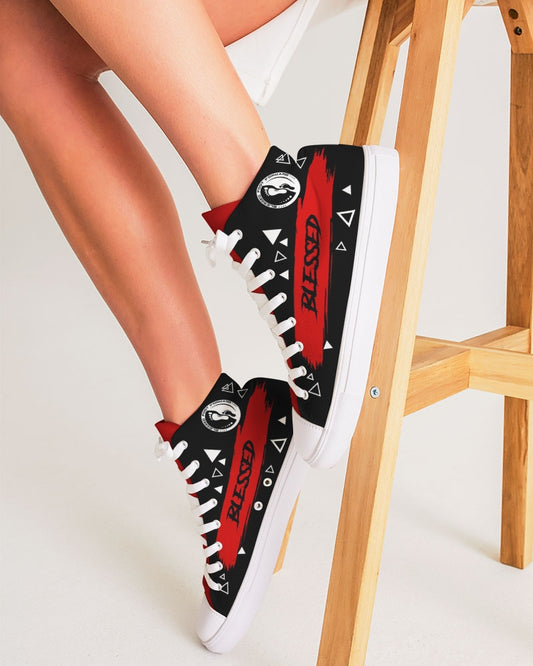Women's High-top Canvas Sneaker - Blessed in Double Red